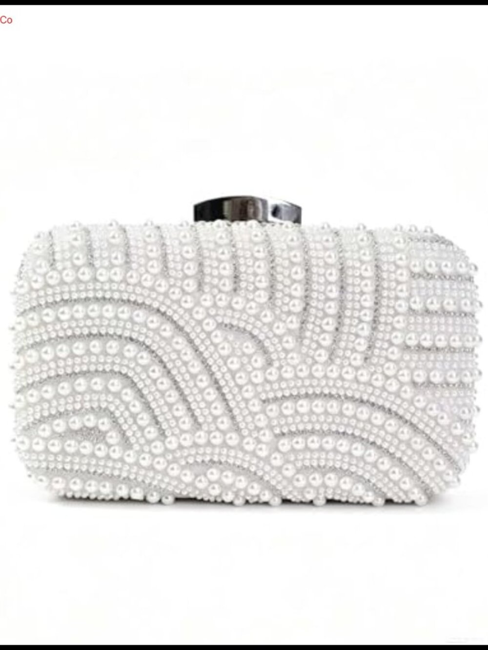 Pearl Crystal Clutch Evening Handbag Beaded Crossbody Bag with Chain
